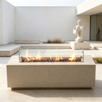 Brasero extérieur moderne au gaz avec protection en verre pour jardin, terrasse et fêtes