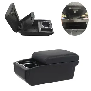 Accoudoir de voiture <span class=keywords><strong>Peugeot</strong></span> <span class=keywords><strong>208</strong></span> 2019-2024, boîte de rangement de la console intérieure, porte-gobelet, organisateur, ABS/cuir PU, installation facile - Product Image 3