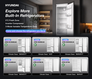 Réfrigérateurs combinés encastrables HYUNDAI 403L, réfrigérateur intégré 298L, congélateur 105L, solution de cuisine intelligente - Product Image 6