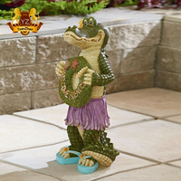 Statue d'art animalière en bronze, crocodile alligator poisson en cuivre et laiton Fengshui de Chine