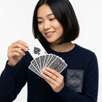 Cartas de Juego Personalizadas Art Nouveau, Baraja de Papel Negro con Relieve Profundo y Lámina Plateada para Regalos y Eventos