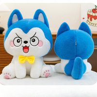 Peluche Husky Furieux avec Nœud Papillon, Coussin Chien Cartoon au Visage Goguenard, Jouet Compagnon Mignon en Coton PP Doux, Vente en Gros