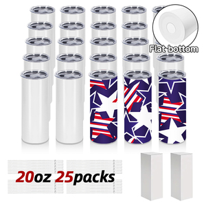 Usa Warehouse 20oz Flat White Straight Skinny Sublimation Blank Edelstahl becher mit Deckel und Stroh für Wein - Product Image 1