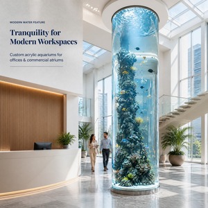 Factory Direct Custom Cylindrical Acrylic Aquarium 92% Light Transmittance Seamless Bonding Oceanarium