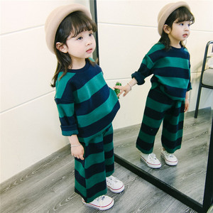 Korea Kids Wear Sweet Girl Green Collar T-Shirt and Wholesale Girls Ruffle <b>Pants</b> Sets for Autumn Decoration - Product Image 6