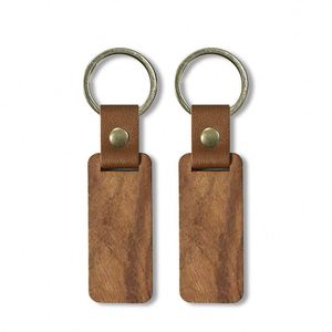 <b>Personalized</b> Creative Eco-Friendly Rectangular Wooden Beech <b>Keychain</b> Customized Logo Screen Printed Wood Keyring for Anniversary - Product Image 3