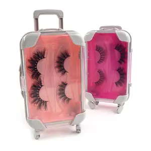 Tùy Chỉnh Lashbox Bao Bì Rỗng Eye Lash Hộp Mới Hành Lý Sáng Tạo Hình Lông Mi Giả Lông Chồn Bao Bì Vali Lông Mi Trường Hợp