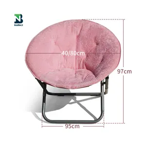 INSTNCT Pink and Blue Plush Moon Saucer Chair Feature Soft and Furry Lounge Chair for Living Room with Carrying Case