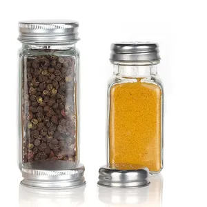 Eco-friendly 100ml Salt Pepper Glass Seasoning Jar with Bamboo Airtight Lids