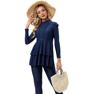 Maillots de bain islamiques modestes et conservateurs pour femmes <span class=keywords><strong>2022</strong></span>, en nylon imperméable, très élastiques, avec coussinets de poitrine - Product Image 5