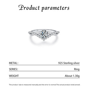 S925 <b>Silver</b> <b>Solitaire</b> Promise <b>Ring</b> Elegant Tiara Design Moissanite <b>Ring</b>, D Color VVS1 Lab Created Diamond Engagement Jewelry - Product Image 3