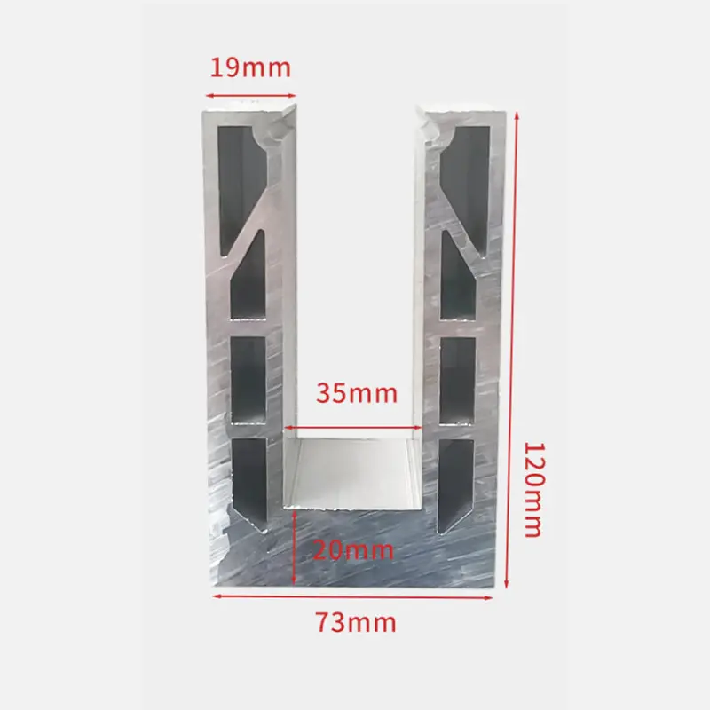 Çit açık balkon cam çerçevesiz korkuluk korkuluk kelepçe Led şerit işık alüminyum U şekli kanal sistemi profil