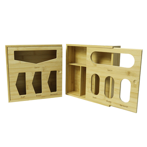 Premium Drawer Organizer for Food Storage Bag Bamboo Sandwich Ziplock Bag Organizer Storage Box