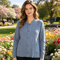 Cardigan en tricot pour femme à manches longues et simple boutonnage, personnalisable en gros