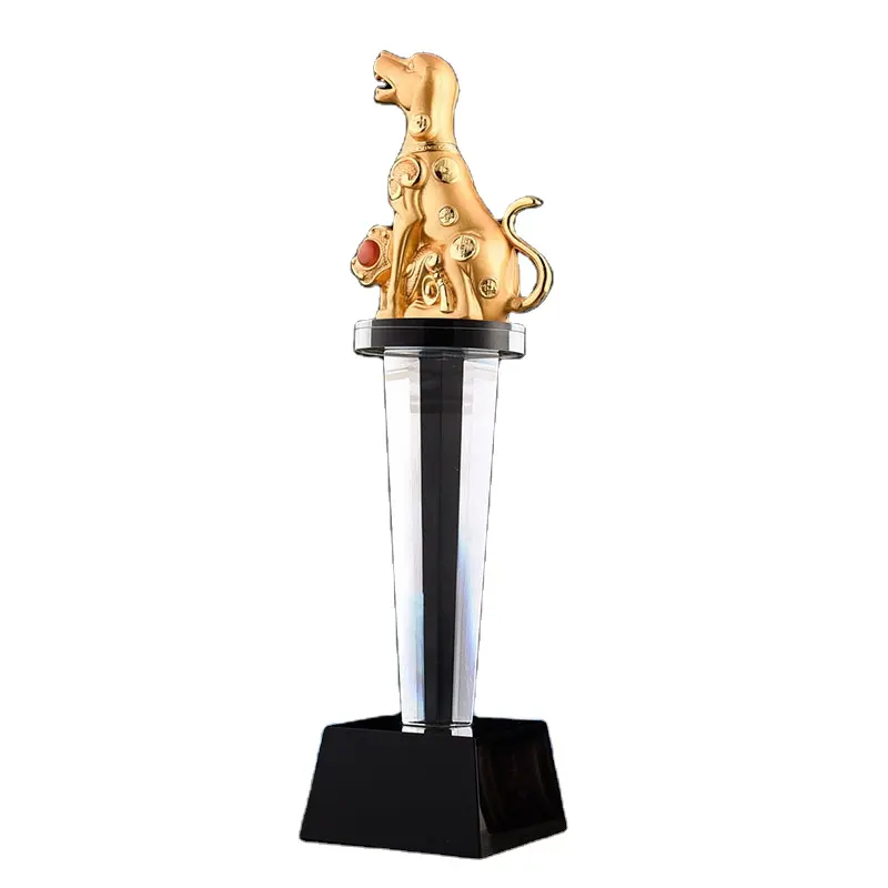 Medaglia del trofeo di cristallo del cane animale trofeo di cristallo del cane Ruhi incisione gratuita personalizzata decorazione della scrivania della decorazione dell'ufficio personalizzata