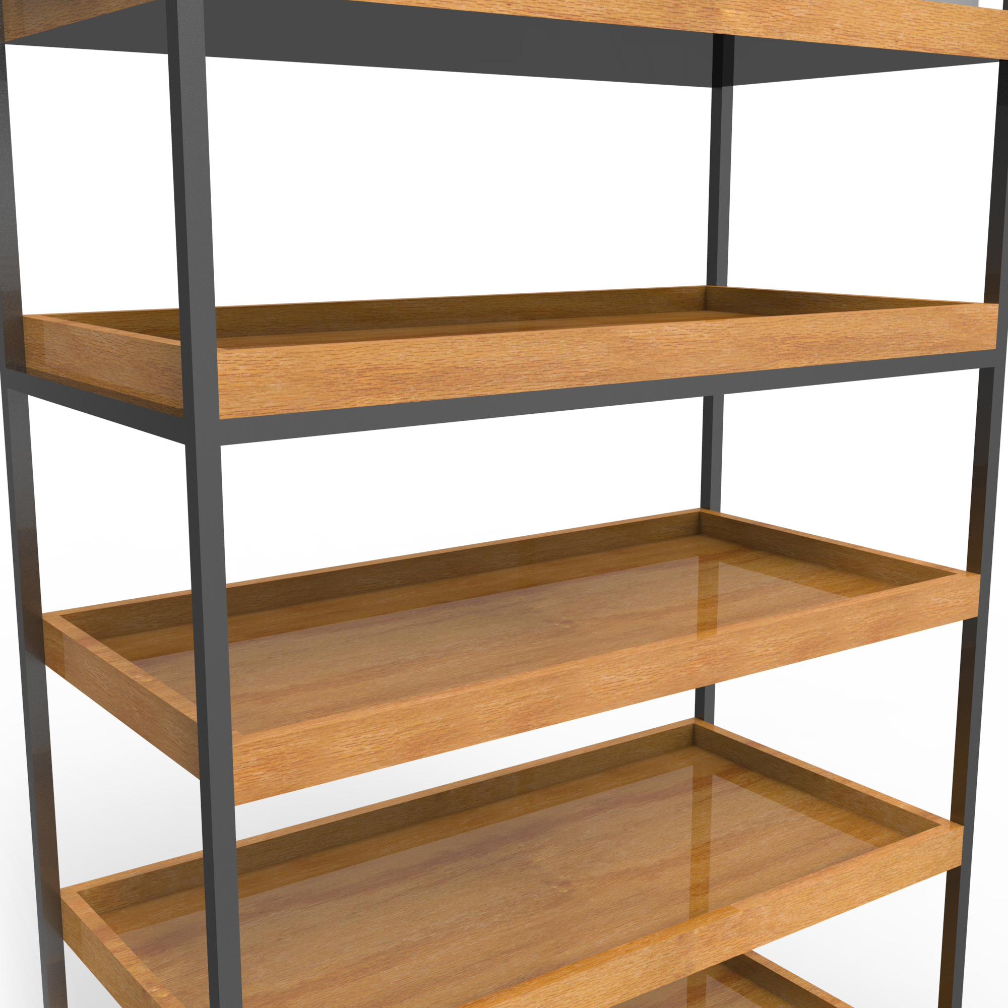Wooden Tray Metal Salad Display Stand with Wheels for Stores — view 3