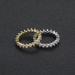 Hip-hop Copper Inlaid Zircon 2-claw Simple <b>Ring</b>, <b>Ring</b> Index <b>Finger</b> <b>Ring</b> - Product Image 1