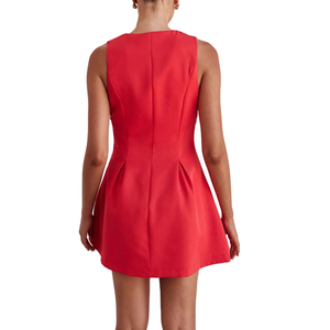 Canale 5 colori 2025 primavera estate scollo a V <span class=keywords><strong>doppiopetto</strong></span> lavoro ufficio senza maniche <span class=keywords><strong>abito</strong></span> da donna - Product Image 6