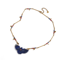 Collier Pendentif Coquillage Naturel, Conque, Ange, Aigle, Pierre de Lune Irrégulière, Quartz Clair, Lapis Lazuli, Perles, Accessoire Énergétique de Guérison