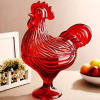 Boîte à bibelots décorative en verre vintage en forme de coq, accent de décoration intérieure