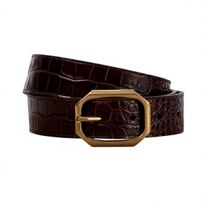 <b>Men's</b> BS INTERNATIONAL Vintage Cow Hide Leather Square <b>Belt</b> Steel Pin Buckle Eco-Friendly Waterproof High Strength Heavy Duty - Product Image 3
