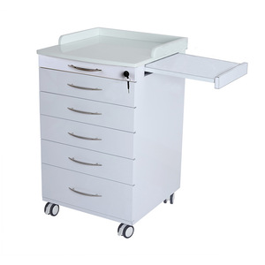 Armoire d'hôpital à cinq tiroirs 510x525x850mm, chariot de rangement médical en acier avec panneau latéral, design minimaliste durable - Product Image 4
