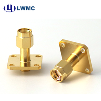 Connecteur mâle SMA LWMC à souder pour câble semi-flexible et semi-rigide de 0,141 pouce, montage sur bride à 4 trous, jusqu'à 18 GHz