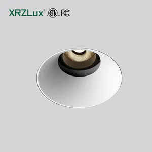 XRZLuxトリムレス埋め込み式LEDスポットライト高CRIETLラウンドCOBダウンライトアルミニウム10W埋め込み天井スポットライトAC110V-220V