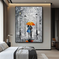 Peinture acrylique sur toile faite à la main, style impressionniste pop art, paysage urbain, cadre noir, pour décoration intérieure, Citywalk