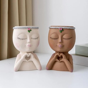 Maceta con Forma de Cara Humana, Diseño de Chica de Dibujos Animados, <span class=keywords><strong>para</strong></span> Suculentas, Decoración <span class=keywords><strong>para</strong></span> Jardín, Patio, Interiores y <span class=keywords><strong>Exteriores</strong></span> - Product Image 3