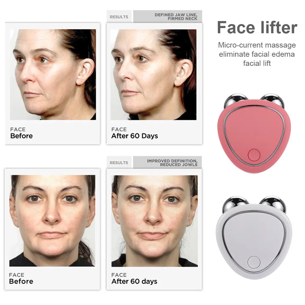 Anti-âge visage contour micro-courant beauté Mini rouleau masseur visage cou dispositif de levage