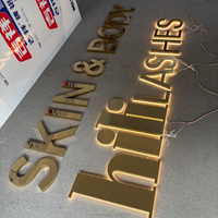 Enseigne lumineuse personnalisée en métal doré pour salon de beauté, logo de spa, décoration murale de réception, affichage de marque éclairé