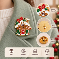 Badges métalliques personnalisés en forme de chalet de Noël, épingles de col en forme de cabane de pain d'épices, broches moulées sous pression pour sacs à dos, bonnets et vêtements