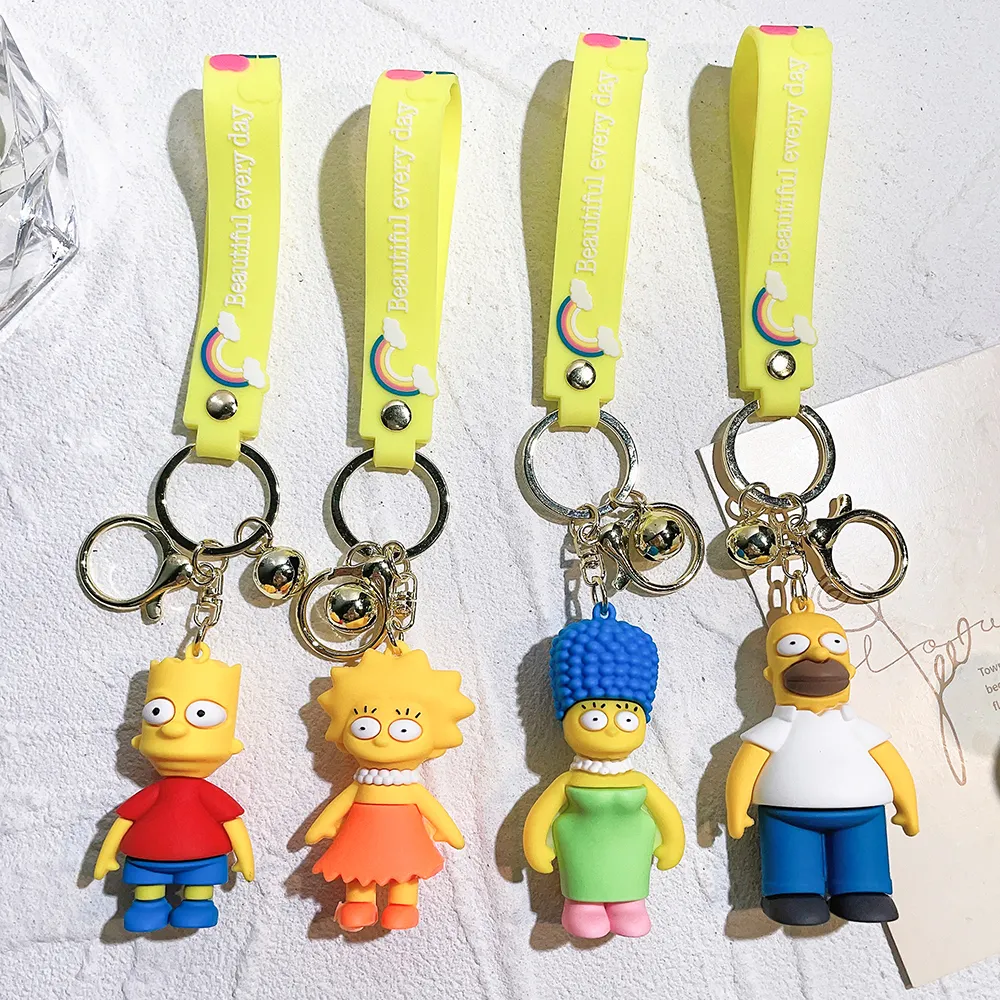 Lc241 Dễ Thương 3D mềm PVC Búp Bê Keychain các Simpsons gia đình BART Lisa Homer marge Simpson Hành động Hình Móc Chìa Khóa Kawaii dendpant