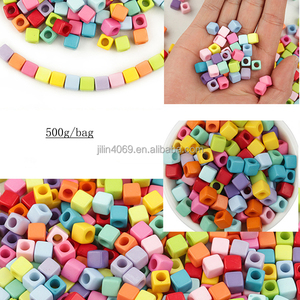 1800PCS 500 gam/túi Acrylic vuông hạt 7mm nhựa màu rắn lỗ lớn 4mm hạt Spacer DIY Hướng dẫn sử dụng màu beading vật liệu - Product Image 4