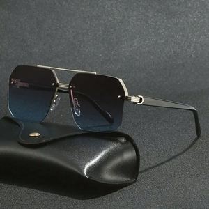 Lunettes de soleil carrées rétro dégradées tendance 2025 avec logo personnalisé, protection UV400, double pont en métal, style aviateur pour hommes - Product Image 3