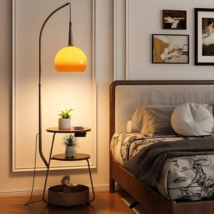 <span class=keywords><strong>Lampe</strong></span> <span class=keywords><strong>sur</strong></span> <span class=keywords><strong>pied</strong></span> Bofea - Orange moderne pour salon, style Mid-Century, avec table basse intégrée, <span class=keywords><strong>abat</strong></span>-<span class=keywords><strong>jour</strong></span> en verre - Product Image 4