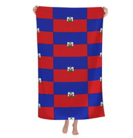 Serviette de plage drapeau d'Haïti, serviette légère en microfibre absorbante avec drapeau national d'Haïti pour les sports de plein air