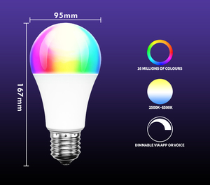 Bombilla Inteligente LED WiFi de 2.4GHz con Cambio de Color, Sensor, Base B22/E27, Alimentación CA, Compatible con Alexa, Google Home, <span class=keywords><strong>Siri</strong></span> y Atajos - Product Image 1