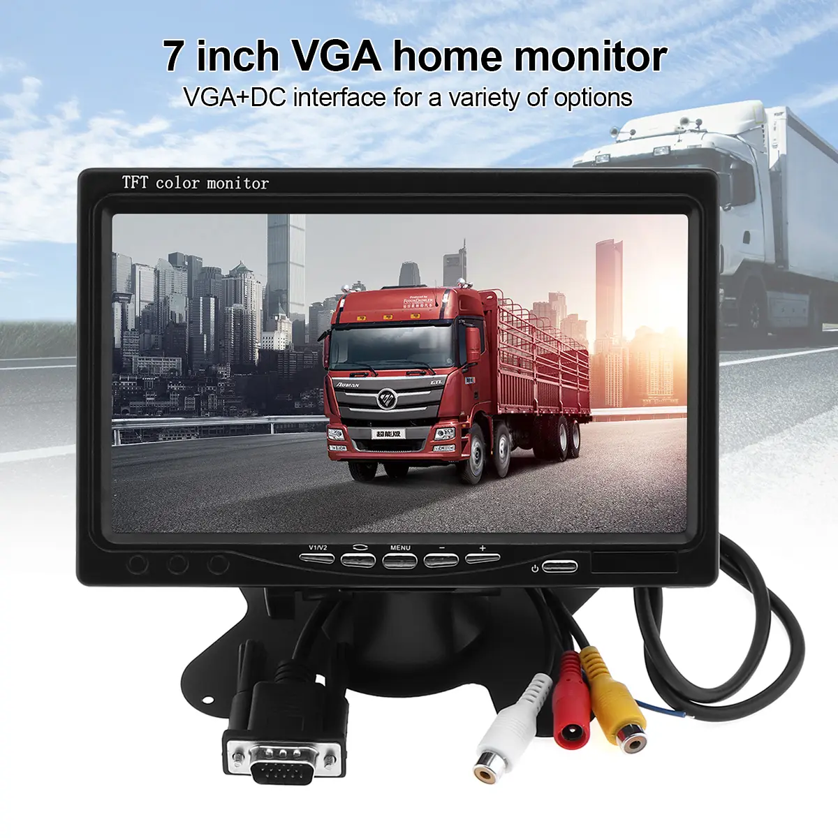 7 pulgadas Ultra delgada pantalla LCD de TFT HD Monitor de Audio Video AV coche Monitor