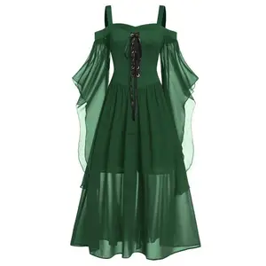 Vestido מימי הביניים mujer disfraz רטרו קוספליי פיות שמלה מימי הביניים תלבושות שמלת וינטג רנסנס לנשים בתוספת גודל תלבושת