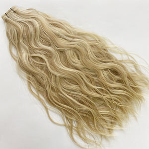 Extensions de cheveux humains russes ondulés, blond cendré clair, 10-26 pouces, doux et soyeux, tissés à la main, directement de l'usine - Product Image 5