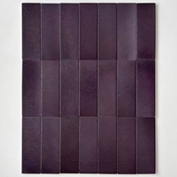 Carrelage mural Fanxixi Aubergine Purple en céramique recyclée, style Wabi Sabi, effet terrazzo moucheté, pour salle de bain, cuisine, hôtel
