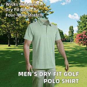 Chemises de golf pour hommes, coupe ajustée, décontractées, à col, anti-transpiration, extensibles dans les quatre sens, à manches courtes, en tricot uni - Product Image 2