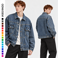 Veste en jean en coton personnalisée pour homme, OEM ODM, faible MOQ, manches longues, col rabattable, boutons sur le devant, design utilitaire, poches à rabat, coupe classique