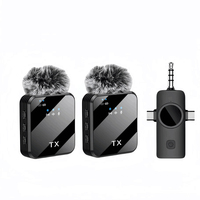 Microphone cravate sans fil 3-en-1 Type C, longue autonomie, accessoire mini caméra, suppression du bruit, installation facile (Plug-and-Play)