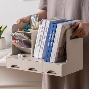 Lihe 965 Desktop Organizer Bookend Pen Holder Rectangle Multi-purpose Standing Type Office Storage Student Desk Organizer - Product Image 4