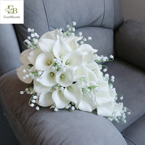 Bouquet de mariée en lys Calla, roses artificielles, diamants et perles, pour <span class=keywords><strong>mariage</strong></span>, anniversaire de <span class=keywords><strong>mariage</strong></span>, enterrement de vie de jeune fille, style campagne française - Product Image 2