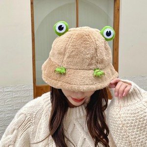 Sombrero de Pescador de Felpa con Diseño de Rana de Dibujos Animados para Mujer, Gorro de Invierno Cálido y Grueso de Pelo Sintético, Gorra Panamá para Exteriores, Casual, para Vacaciones - Product Image 2