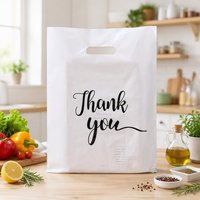 Sacs de courses en plastique recyclables personnalisés avec logo imprimé, poignées découpées en HDPE, pour boutiques, supermarchés, petits sacs cadeaux de remerciement